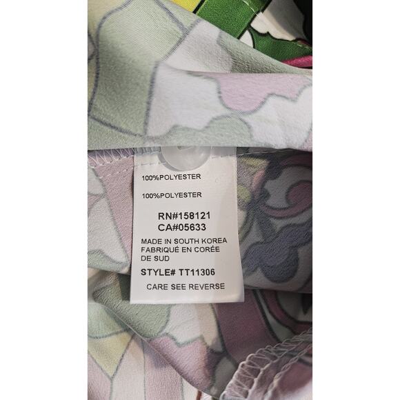 Trisha Tyler NWT MEDIUM Blouse Button-Up Geometric Wire Collar Multicolor - Picture 10 of 11